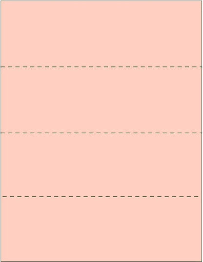 Limited Papers (TM) 8.5x11 Perforated Paper, 20/50 Pound, 75 GSM, Variety of Perforation Sizes and Colors, for Forms, Tickets, Postcards, Business Cards. (Peach, 4 up - horizontal every 2.75")