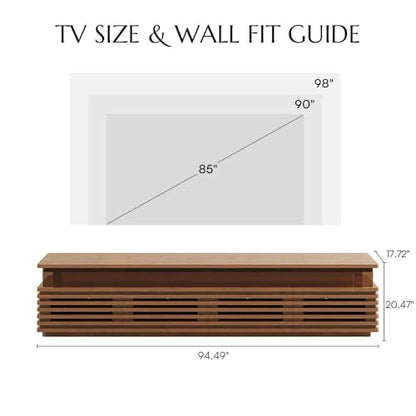94.49'' Fully Assembled TV Stand with Adjustable LED Lights, Walnut