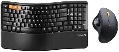 ProtoArc EM04 Trackball Mouse & EK02 Wave Keys Ergonomic Keyboard