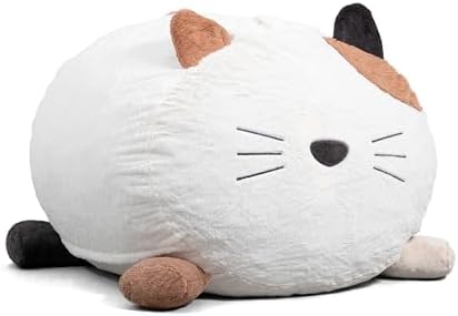 Big Joe Wild Things Foam Filled Animal Bean Bag Chair with Removable Cover, Francesca Feline Snugglepuff, Soft Faux Fur, 4 feet Big