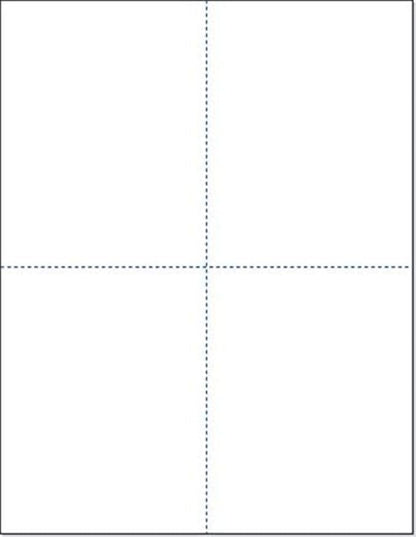 Limited Papers (TM) 8.5x11 Perforated Paper, 20/50 Pound, 75 GSM, Variety of Perforation Sizes and Colors, for Forms, Tickets, Postcards, Business Cards. (White, 4 up – 1 Hor. & 1 Ver.)