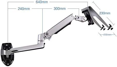 NBGYS XSJ8012WT Aluminum Alloy Mechanical Spring Arm Wall Mount Laptop Holder Full Motion Laptop Mount Arm Monitor Stand (Black)