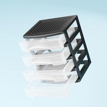 BYCY 4-Drawer Clear Stacking Desktop Organizer for Office Supplies Small Business Organization, Stackable Storage Drawers Plastic Storage Bins For Kitchen Cabinets, Pantry, Home Organization