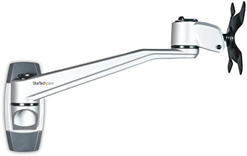 StarTech Wall Mount Monitor Arm 12in to 34in, 30.9lb/14kg, Swivel, Silver