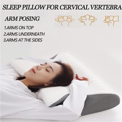 Cervical Pillow, Ergonomic Sleep Pillows, Cervical Neck Traction Pillows, CervicalPillow for Neck Pain Relief, Side Sleeper Pillows with CervicalNeck Support (Gray)
