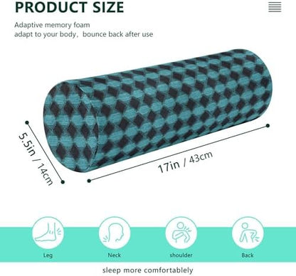 Outdoor Bolster Pillow Memory Foam Neck Roll Pillow Round Pillow Inserts Cylinder Memory Foam Pillow Knee Support Pillow Argyle Plaid Darkturquoise