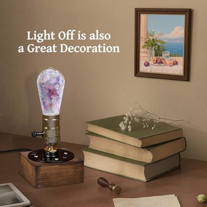 Lustaled Vintage Table Lamp, E26 Retro Lamp with 5W E26 LED Bulb, 3000K Warm White Industrial Style Nightlight Antique Lamps for Cafe Bar Bedroom Living Room Decor Entryway, Non Dimmable