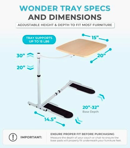 Stander Wonder Tray, Adjustable Swivel Table, Large Laptop Stand, Couch Desk, Side Tables & Gaming Bench, TV-Trays for Eating on Couches, Chairs, Recliners, Maple