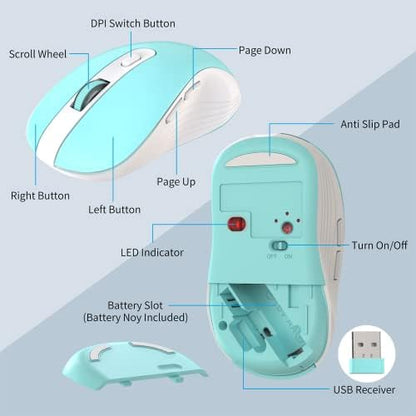 MARVO Wirelss Keyboard and Mouse Combo with Phone Holder, Full-Size, Blue