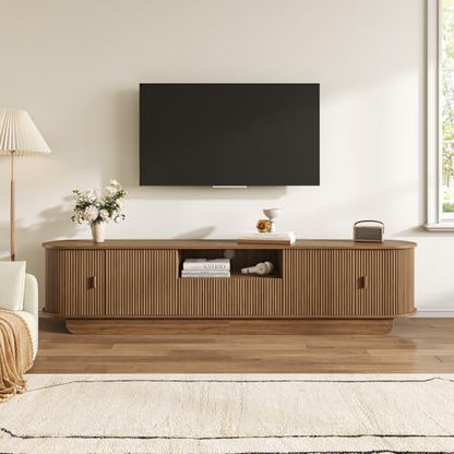 86.6'' Fluted TV Stand for 55-85 Inch, Walnut TV Console