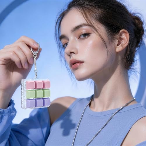 Keyboard Fidget Toy, Creamy Fidget Clicker Keyboard Fidget Keychain, Button Fidget Gifts for Adults, Boost Focus & Ease Anxiety Anywhere — Perfect Stress-Relief Gift (3×3 Grid Layout T)