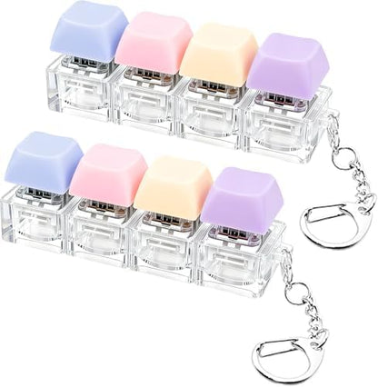 2 PCS Keyboard Fidget Toy, Keyboard Fidget Keychain 4-in-1 Keyboard Decompression Button Finger Clicker Toys, Button Stress Relief Fidget Gifts to Relief Stress (Fours Colors-Purple)
