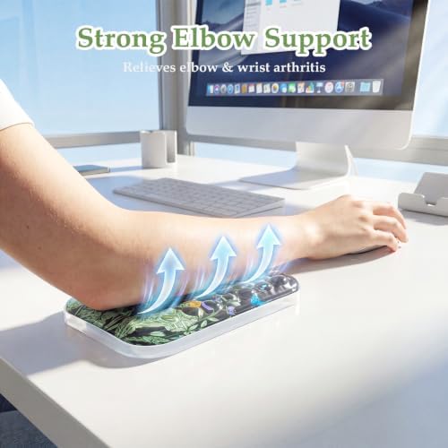 Ospelelf Desk Elbow Rest Pad, Gel Arm Rest for Keyboard and Mouse, Bushes