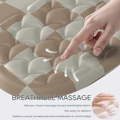 Ergonomic Mouse Pad with Wrist Support, Wrist Rest Mousepad for Carpal Tunnel Pain Relief, Memory Foam with Massage Design, Non-Slip Pu Base for Office and Home,Checkered