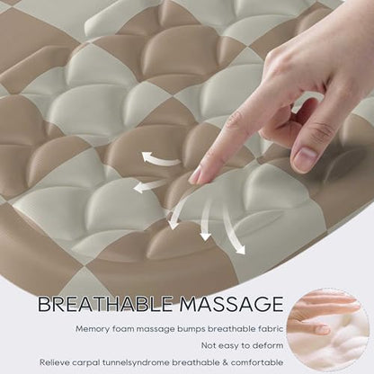 Ergonomic Mouse Pad with Wrist Support, Wrist Rest Mousepad for Carpal Tunnel Pain Relief, Memory Foam with Massage Design, Non-Slip Pu Base for Office and Home,Checkered