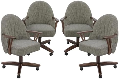 Chromcraft Bailey Swivel-Tilt Caster Dining Chair - Walnut - Marble - 4pc