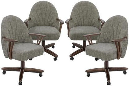 Chromcraft Bailey Swivel-Tilt Caster Dining Chair - Walnut - Marble - 4pc