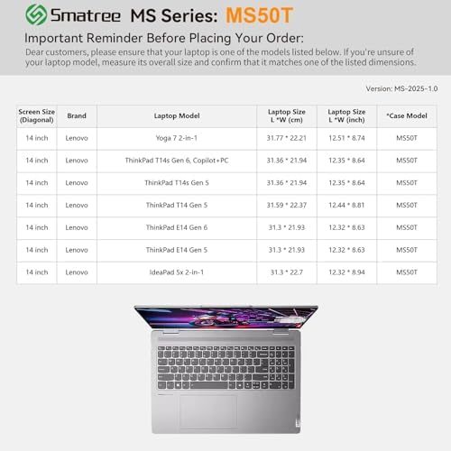 Smatree MS50T Hard Protective Case with Stand for 14" Lenovo IdeaPad 5X