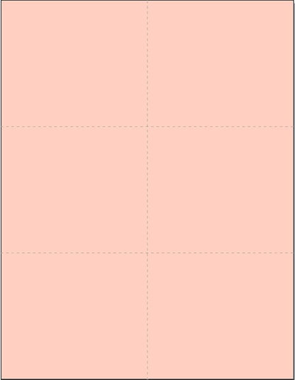 Limited Papers (TM) 8.5x11 Perforated Paper, 20/50 Pound, 75 GSM, Variety of Perforation Sizes and Colors, for Forms, Tickets, Postcards, Business Cards. (Peach, 6 up)