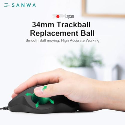 SANWA 34mm/1.34inch Trackball, Replacement Ball for Logitech M575, M570, MX Ergo, Kensington TB450, TB550, Pro Fit Ergo, and Other Compatible Trackball Mouse, Glossy Red + Green, Set of 2