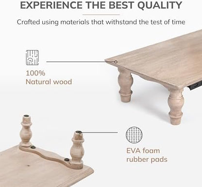 Anji Mountain Monitor Stand for Desk - Desktop Organizer & Laptop Riser, Ergonomic Monitor Riser, Space-Saving, Durable, Easy Assembly & Ideal for Home & Office,Biscotti, 24-Inch, Power Edition