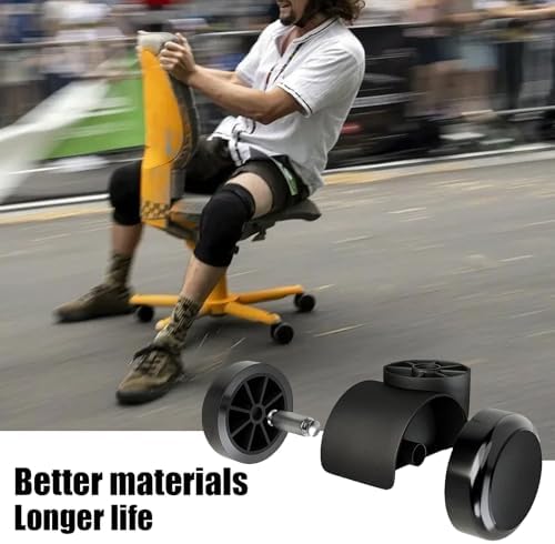 2 Inch Wheels for Office Chairs Replacement, Heavy Duty Rubber Rotating Computer Desk Chair Caster, Safe for All Wood Floors and Carpet, Universal Standard Stem Size Fits 99% (A13004)