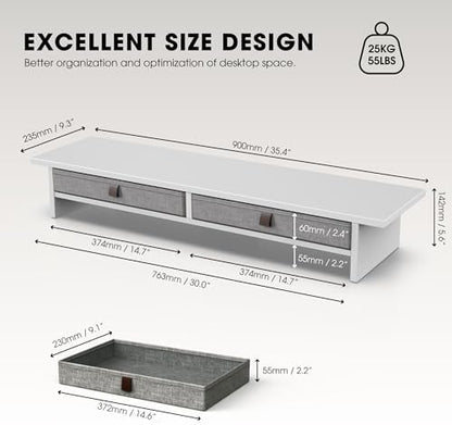 Fenge 35 Inch Monitor Stand with Drawer Storage, Computer Riser for Desk