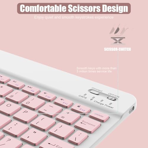 NOOX Bluetooth Keyboard for iPad A16 11th 10th Generation, iPad Pro 13/12/11/10/9/8/7 inch, iPad Air 13/11th Gen, iPad mini Tablets, etc. - Slim Wireless Portable Travel Office Computer Accessories