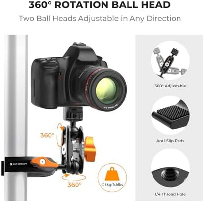 K&F CONCEPT Camera Clamp Mount, Super Clamp Mount Magic Arm with Two 360°