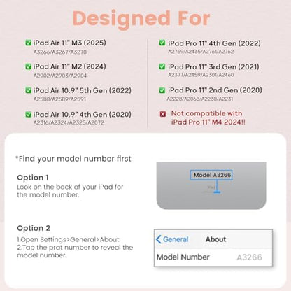 Keyboard case for ipad Air 11 inch(M2 2024)/10.9 Inch Air 5th 4th Generation & iPad Pro 11 inch (1st/2nd/3rd/4th Gen)-Backlit Detachable Keyboard, Folio Cover with Upper Easily Pencil Holder-(Pink)