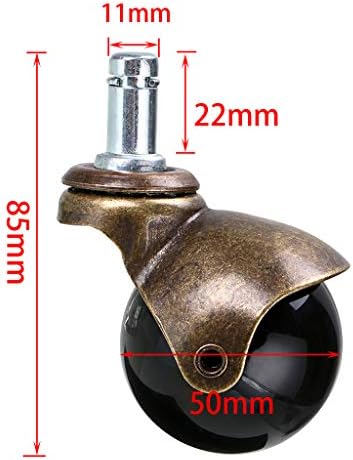 Skelang 2" Grip Ring Caster, Swivel Vintage Ball Caster, Rolling Furniture Wheel for Furniture, Old Dinning Chair, Office Chair, Pack of 4