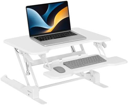 Mount-It! Standing Desk Converter, 30" Desk Riser, White