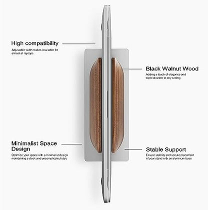 UPERGO Vertical Laptop Stand, Minimalist Wood Holder for MacBook, Walnut