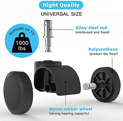 Office Chair Caster Wheels Replacement(Set of 5) for Hardwood Floors and Carpet- Heavy Duty Caster Support up to 1000bls, Office Chair Wheels,2 inch,Universal Size (Black)