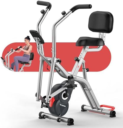 Foldable Exercise Bike, 8-Level Magnetic Stationary Bike for Home Gym