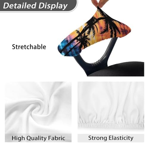 Coconut Tree Print Office Chair Armrest Slipcovers Covers 2 Pack Dust-Proof Stretchy Computer Desk Chair Arm Covers, Universal Fit, Easy to Install