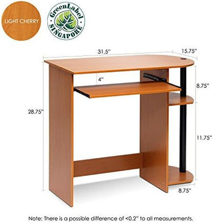 Furinno Simplistic Easy Assembly Computer Desk, With Keyboard Tray, Light Cherry/Black