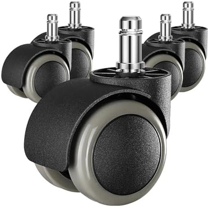 2 Inch Rollerblade Wheels for Office Chairs Replacement, 5PCS Mute Heavy Duty Rubber Rotating Computer Desk Chair Caster, Safe for Wood Floors Carpet, Universal Standard Stem Size Fits 99%