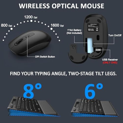 Wireless Keyboard and Mouse Combo,Soft Wrist Rest,Phone Holder(Black)