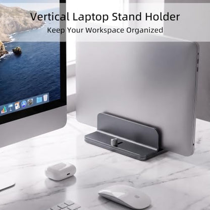 Aluminum Vertical Laptop Stand Holder, Adjustable Dock for MacBook