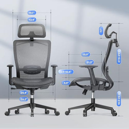 FLEXISPOT OC3 Ergonomic Office Chair High Back Mesh Computer Chair, Gray