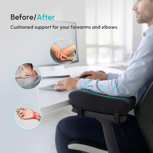 Office Chair Arm Pads, Gel Memory Armrest Pads, Set of 2 Silky