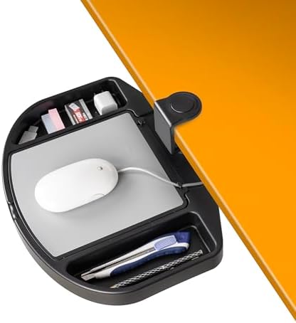 EHO Clamp-On Desk Organizer, Multifunctional with Pencil Drawer, Mouse Pad Storage, Swivel, Spill-Proof, Under Desk Storage, Easy Installation, Reduces Clutter, TAA-Compliant