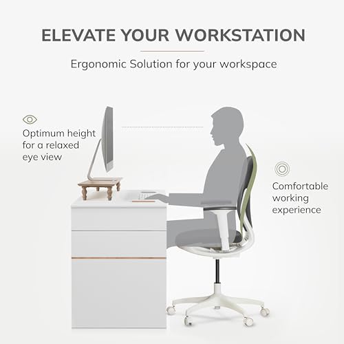 Anji Mountain Monitor Stand for Desk - Desktop Organizer & Laptop Riser, Ergonomic Monitor Riser, Space-Saving, Durable, Easy Assembly & Ideal for Home & Office,Biscotti, 24-Inch, Pro Edition
