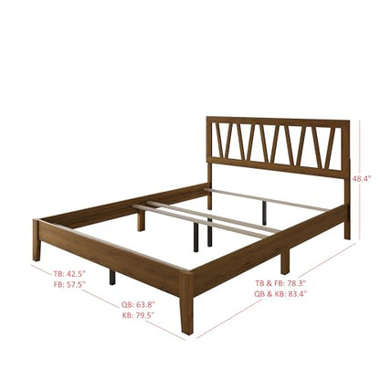 Gadsden Full Wood Panel Bed Frame, Brown
