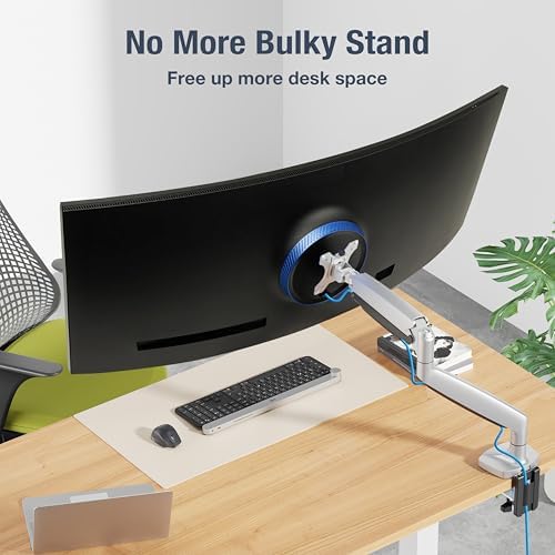 AVLT Single Monitor Arm Desk Mount for 17-45" Screens, Heavy Duty - Gray