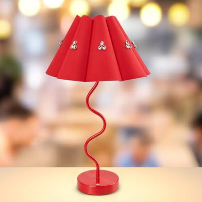 Cordless Rechargeable LED Table Lamp, Portable Desk lamp Battery, 3 Color Stepless Dimming with Memory Function, Suitable for Outdoor, Dinner, Patio & Restaurant. (red with Diamonds)