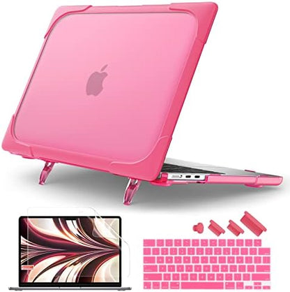 Batianda Foldable Stand Heavy Duty Case for MacBook Air 13.6 inch, Pink