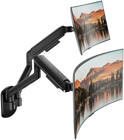 monTEK Dual Monitor Wall Mount, Full Motion Spring Arm for 17-40" Screen