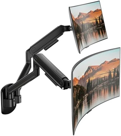monTEK Dual Monitor Wall Mount, Full Motion Spring Arm for 17-40" Screen